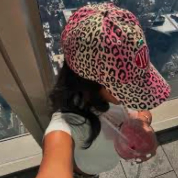 Urban Outfitters Coney Island Picnic NYC pink Cheetah Dad Hat baseball cap - Picture 2 of 10